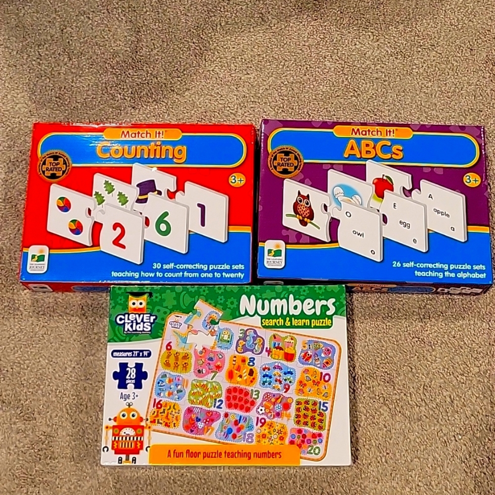Educational puzzles  set of 3 for 3 +